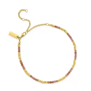 image of ChloBo Gold Plated & Peach Moonstone Calming Sun Anklet