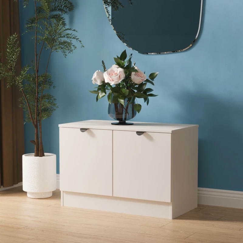 Image of Ready Assembled 2 U Norway Compact 2 Door TV & Media Unit (Ready Assembled) in Taupe Unisex