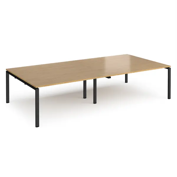 Image of Adapt Rectangular Office Boardroom Table - Oak - Black Frame - W3200mm