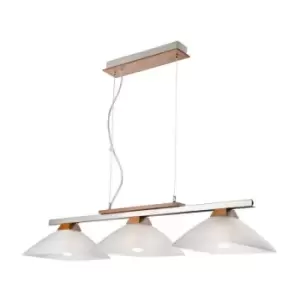 Image of Ela Bar Pendant Ceiling Light With Glass Shade, Rustic, 3x E27