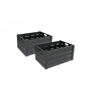 Charles Bentley Strata Pair of Plastic Foldable Crates Polypropylene