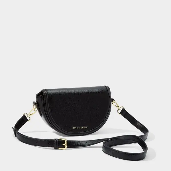 image of Katie Loxton Black Cleo Mini Saddle Saddle Bag KLB2838