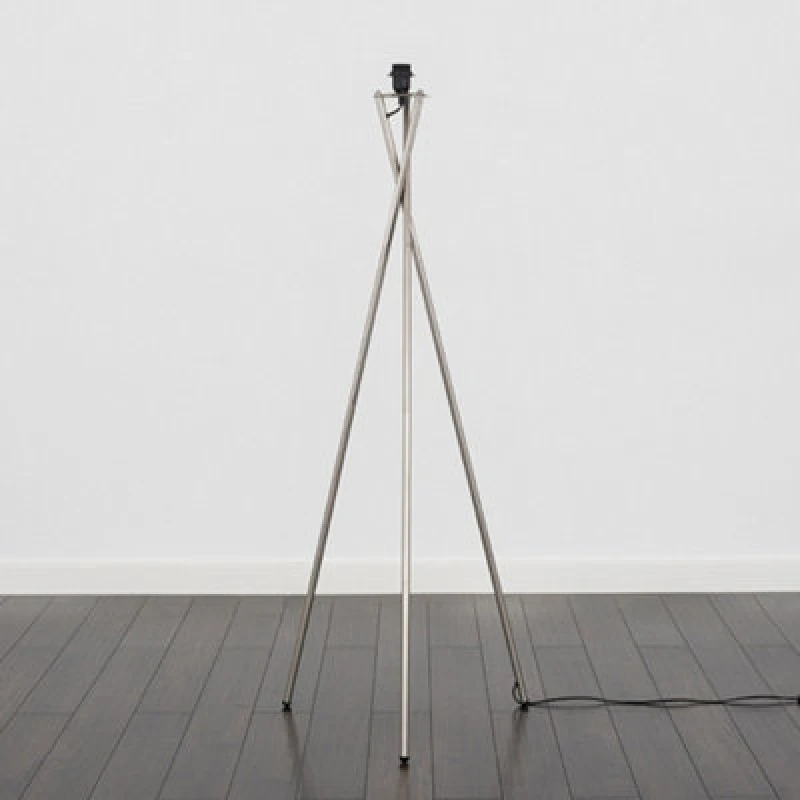 Image of ValueLights ValueLights Camden Brushed Chrome Metal Stem Tripod Floor Lamp Base in Silver Silver One Size Unisex 5016529253426
