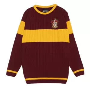 image of Harry Potter Girls Gryffindor Quidditch Knitted Jumper (7-8 Years) (Burgundy)