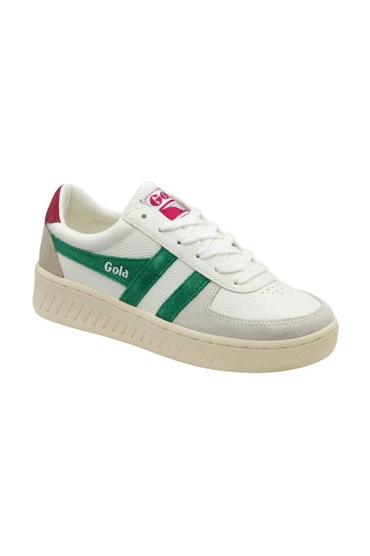 Image of Gola Classics Womens 'Grandslam Trident' Lace-Up Trainers in White Size: 4 White Female 4