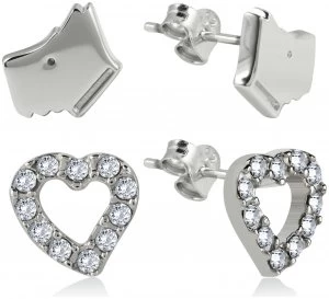 image of Radley Sterling Silver Dog and Heart Earrings