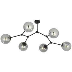 Image of Emibig Space Black Globe Ceiling Light with Graphite Glass Shades, 6x E14