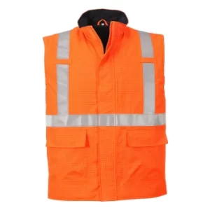 image of Biz Flame Hi Vis Flame Resistant Rain Bodywarmer Orange 2XL