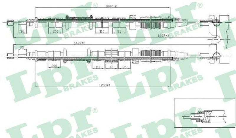 Image of LPR Handbrake cable LPR C1674B