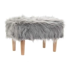 image of Grey Furry Stool Rectangle By Lesser & Pavey