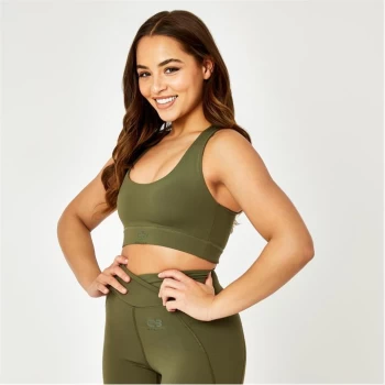 USA Pro x Courtney Black Cross Back Transform Sports Bra - Khaki