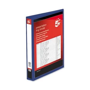 Image of 5 Star Presentation Ring Binder PVC 4 D-Ring 38mm Size A4 Blue Pack 10