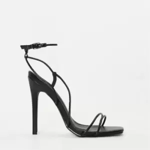 image of Missguided Asymmetric Strap Heeled Sandals - Black