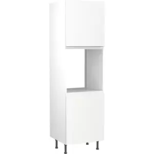 Kitchen Kit Flatpack J-Pull Kitchen Cabinet Tall Oven Unit Super Gloss Single 600mm in White MFC