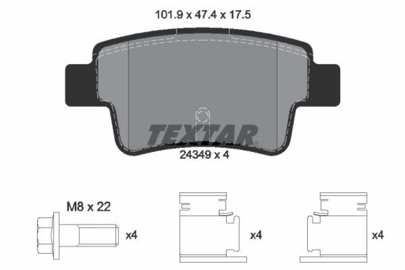 Image of Brake pad set TEXTAR 2434901