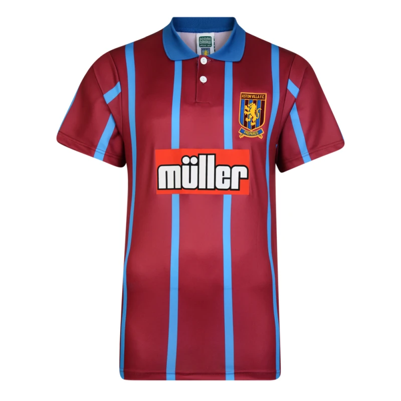 Image of Score Draw Aston Villa 1994 Retro Football Shirt VILLA94HPYSS-XL XL Mens Sportswear