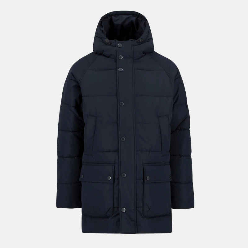 Image of Barbour Mens Bedale Hooded Long Sleeve Long Puffer Jacket Dark Navy NY91 male XL