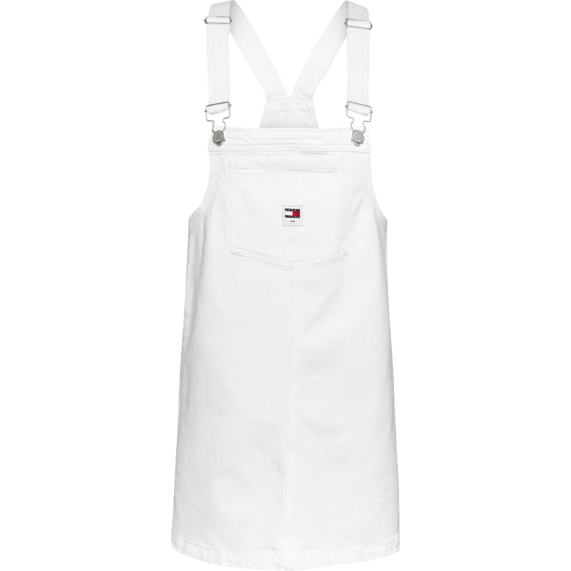 Image of Tommy Jeans Pinafore Denim Dress - White White 10