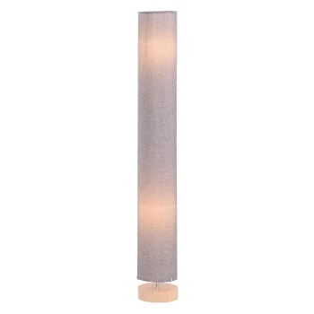 Image of HOMCOM 47-Inch Modern Wooden Floor Lamp for Bedroom, Study or Living Space with Fabric Linen Shade (Grey) 120 CM