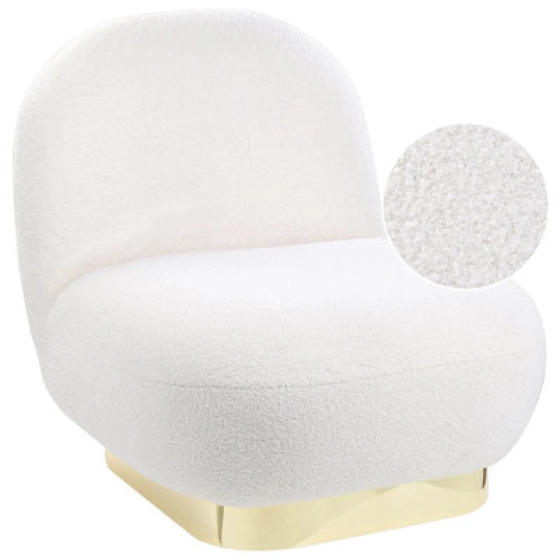 Image of Beliani Boucle Armless Chair White Loviisa