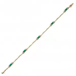 Image of 9ct Emerald Bagette Tennis Barcelet Yellow Gold Bracelet GB492G
