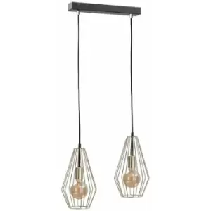 Image of Keter Geo Bar Pendant Ceiling Light Gold, 50cm, 2x E27