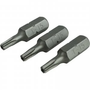 image of Faithfull S2 Security Torx Screwdriver Bits T15 25mm Pack of 3