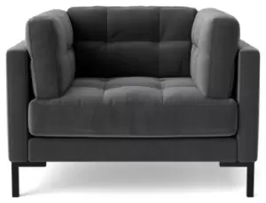 Image of Swoon Landau Velvet Armchair - Granite Grey