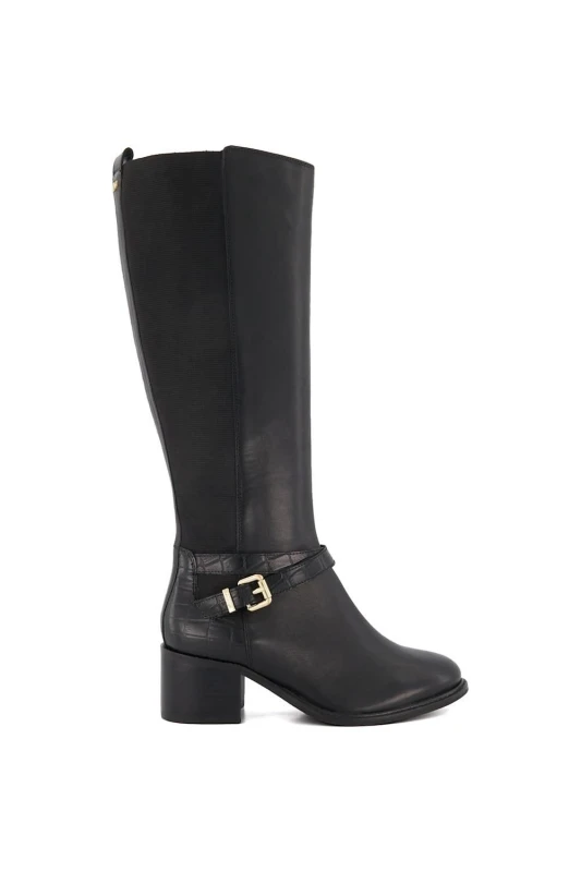 Image of Dune London 'Tildy' Leather Knee High Boots Black
