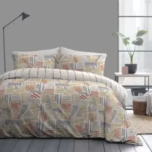 image of Mona Contemporary Print Easy Care Reversible Duvet Cover Set, Spice, Double - Fusion