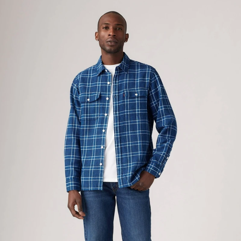 Image of Levis Levis Plaid Worker Shirt - Blue M Male