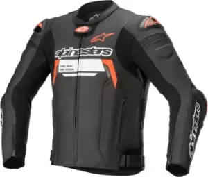 Image of Alpinestars Missile V2 Ignition Motorcycle Leather Jacket, black-white, Size 48, black-white, Size 48