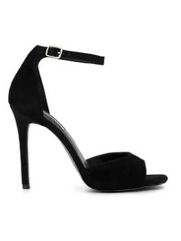 Dune London Misties 2 Part Barely There Heels - Black, Size 8, Women