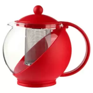 image of 5five 1.25L Glass Teapot with Infuser - Red