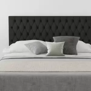 image of Monroe Upholstered Headboard, Saxon Twill, Charcoal - Headboard 60cm Size Single (90x190)