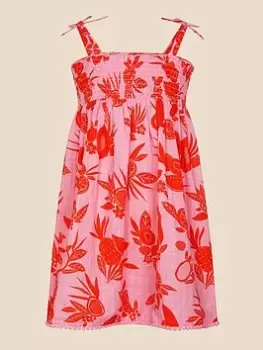 image of Accessorize Girls Mini Me Fruity Floral Dress - Pink, Size 11-12 Years, Women