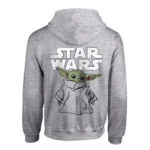 Image of Mandalorian - Child Sketch Unisex Large Pullover Hooded Sweatshirt - Grey