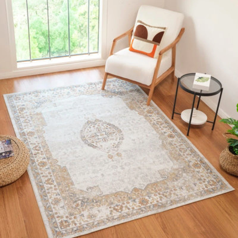 Image of Livabliss Machine Washable Oriental Boho Grey/brown Deepika Area Rug 160 X 213cm - Easy Care, Non Shedding, Ideal For Living Room & Bedroom