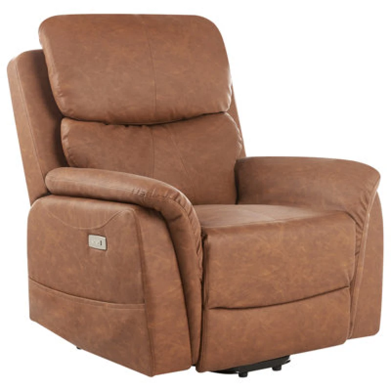 Image of Beliani Electric Recliner Chair Glorie With Massage Faux Leather Brown
