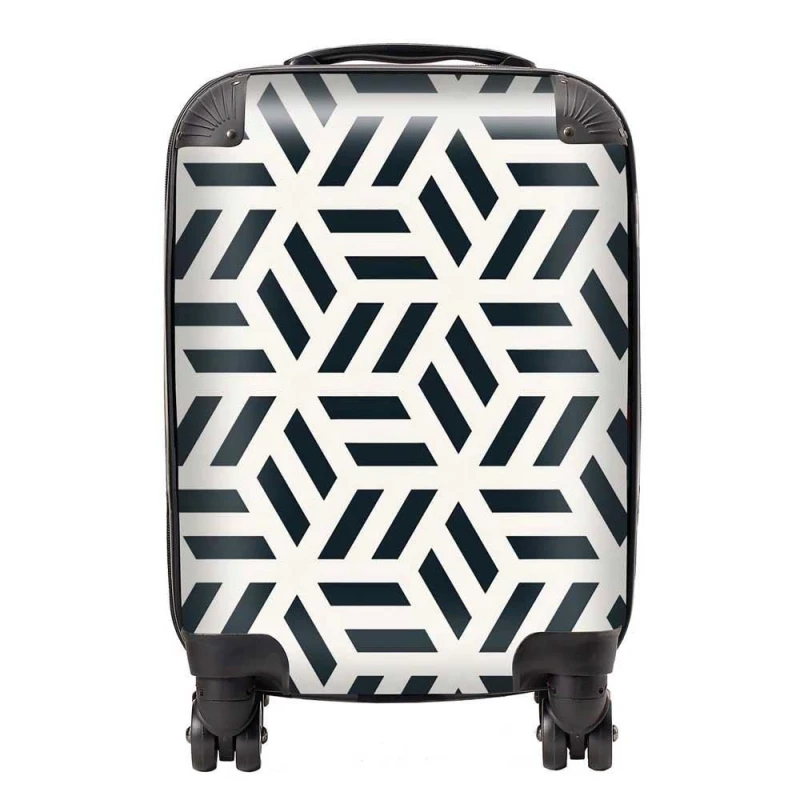 Image of Warren Reed - Designer Geometric Monochrome Hexagonal Pattern Suitcase in Black Size: Small Black Unisex Small