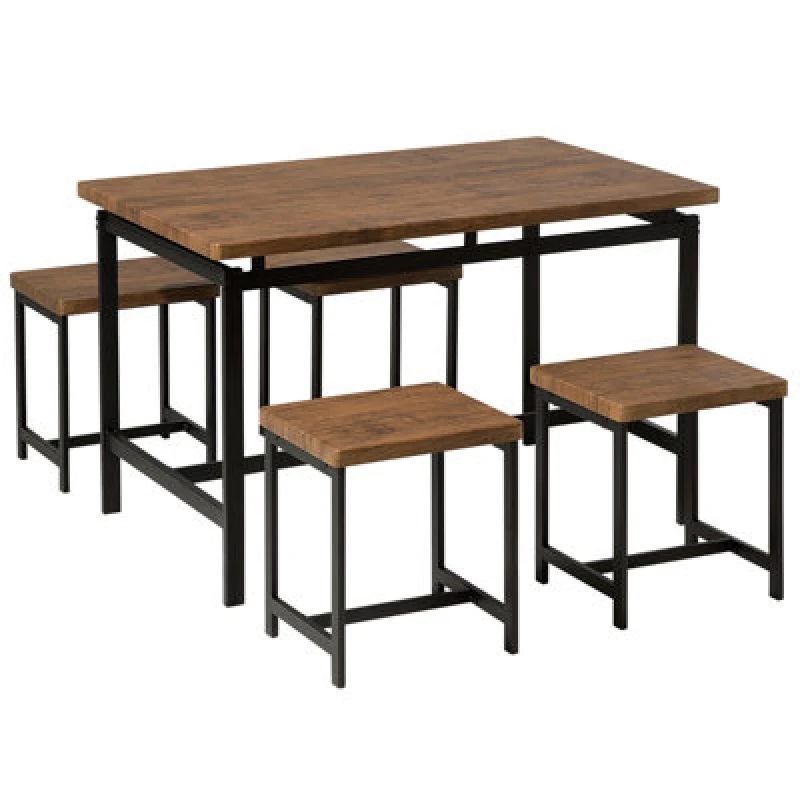 Image of Beliani Dining Set Arlington Dark Brown 4 Seater