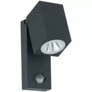 image of Loops - IP44 Outdoor Wall Light & pir Sensor Anthracite Aluminium 5W Built in led