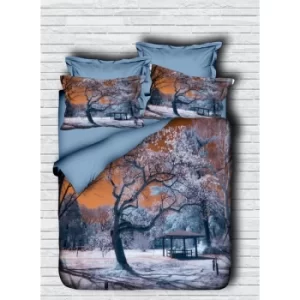 Image of 178PRL1201 101 Blue Orange White Double Quilt Cover Set