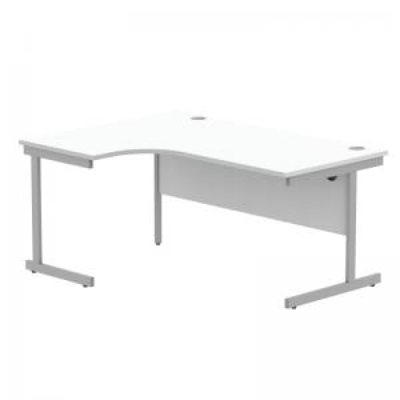 Image of Astin Radial Left Hand SU Cantilever Desk 1600x1200x730mm Arctic White/Silver KF824169