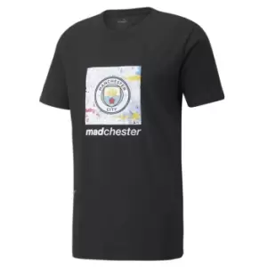 image of Puma Manchester City FC Graphic T Shirt Mens - Black