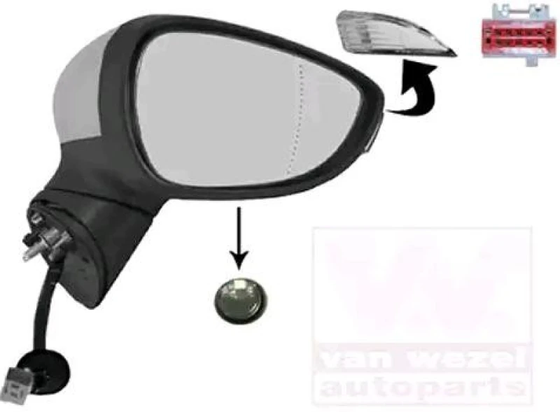 Image of VAN WEZEL 1808828 Wing mirror * HAGUS * Right, Heatable, primed Outside Mirror (50)