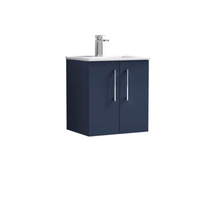 Image of NUIE Arno Wall Hung 2-Door Vanity Unit with Basin-2 500mm Wide - Midnight Blue - Nuie ARN2921B