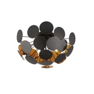 image of Discus 3 Light Black, Gold Semi-Flush Lamp