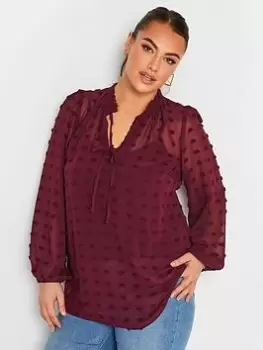 Image of Yours Yours Dobby Blouse Wine, Red, Size 26-28, Women