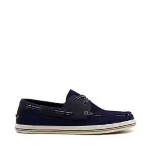 image of Dune London Burnner Knitted Boat Shoes - Blue